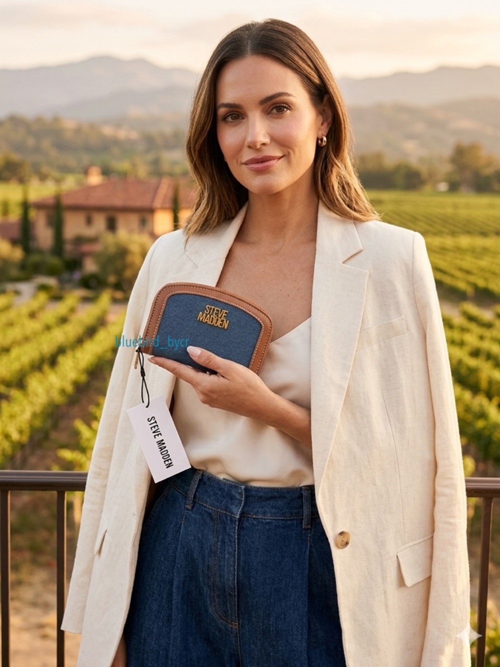 Steve Madden Denim/Nutshell Zip Around Wallet